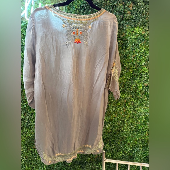 Johnny Was Gray Tunic Top with Orange Embroidery - Picture 5 of 13